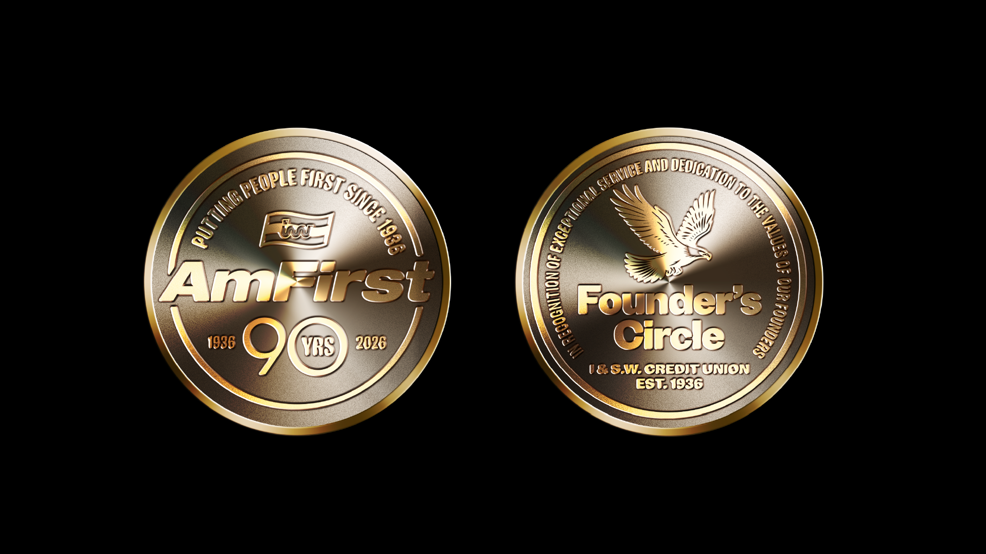 AmFirst Credit Union challenge coin founders circle.