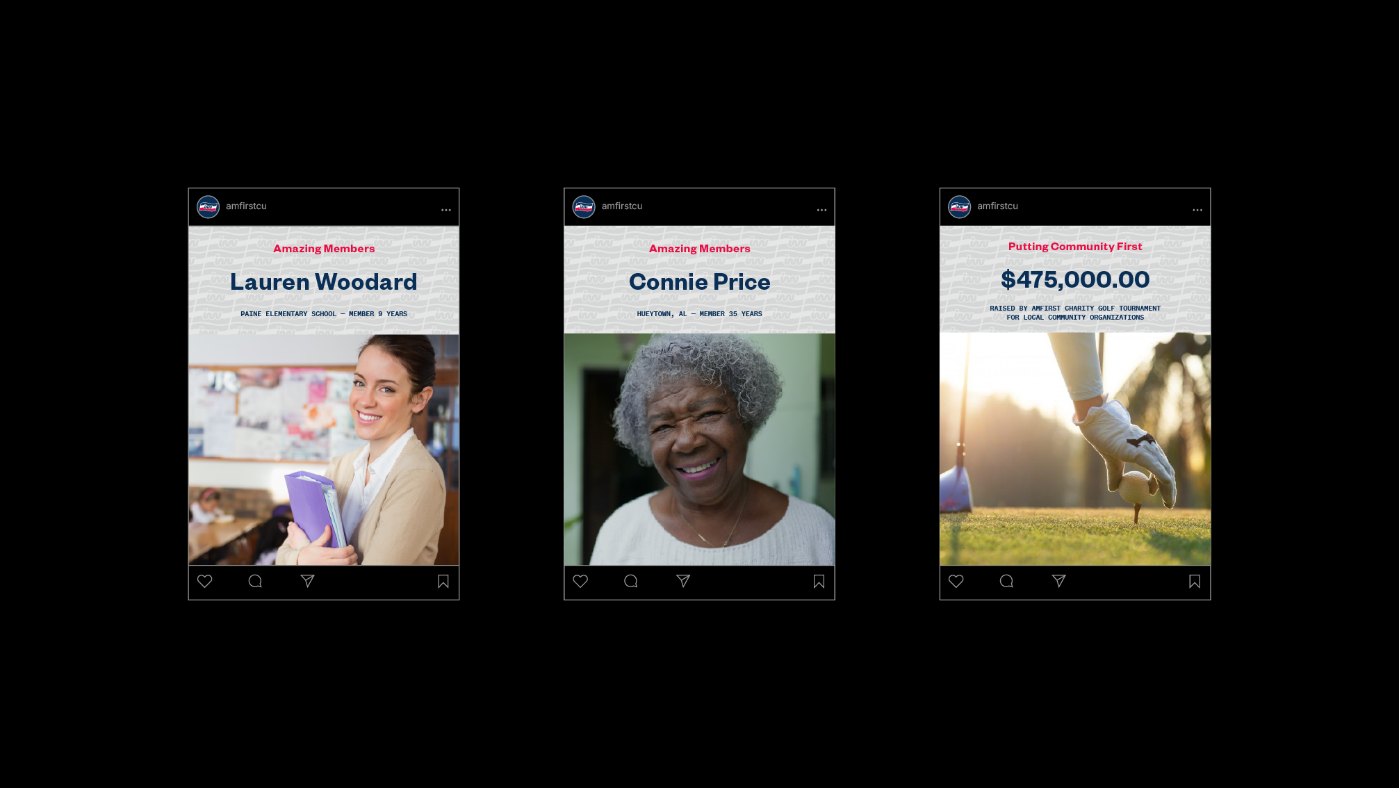 AmFirst Credit Union horizontal social posts.