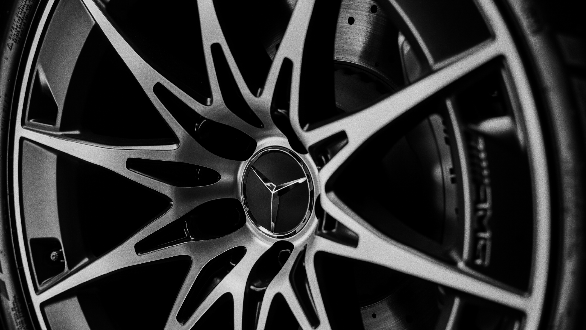 Mercedes Benz wheel closeup.